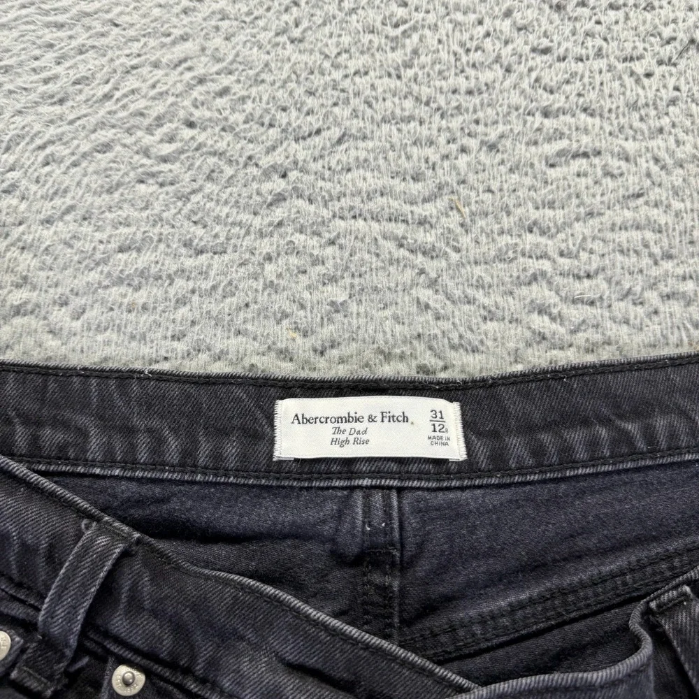 Abercrombie & Fitch Jeans Women 12 Black Denim Straight Button-Fly Dad High-Rise